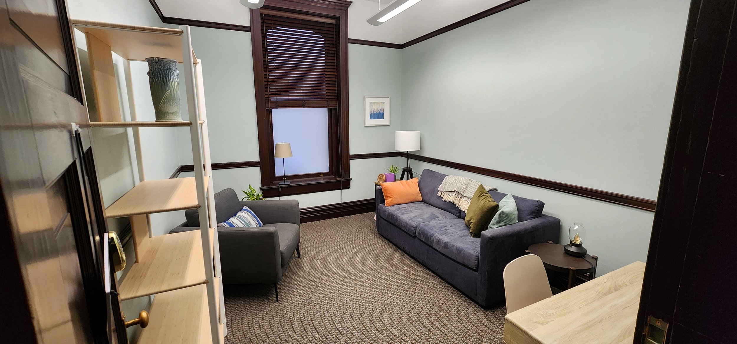 Office seating area with chairs and natural light